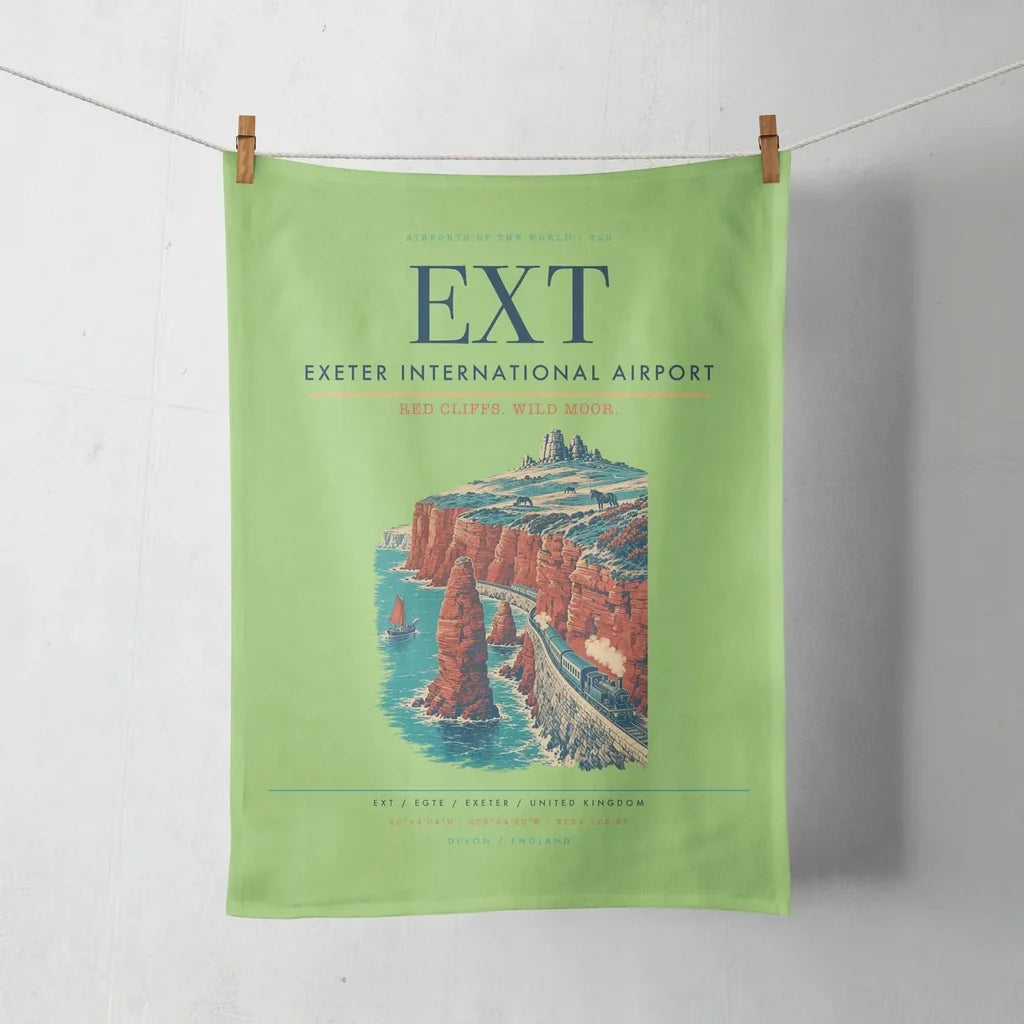 Exeter International Airport (EXT) design on light green towel