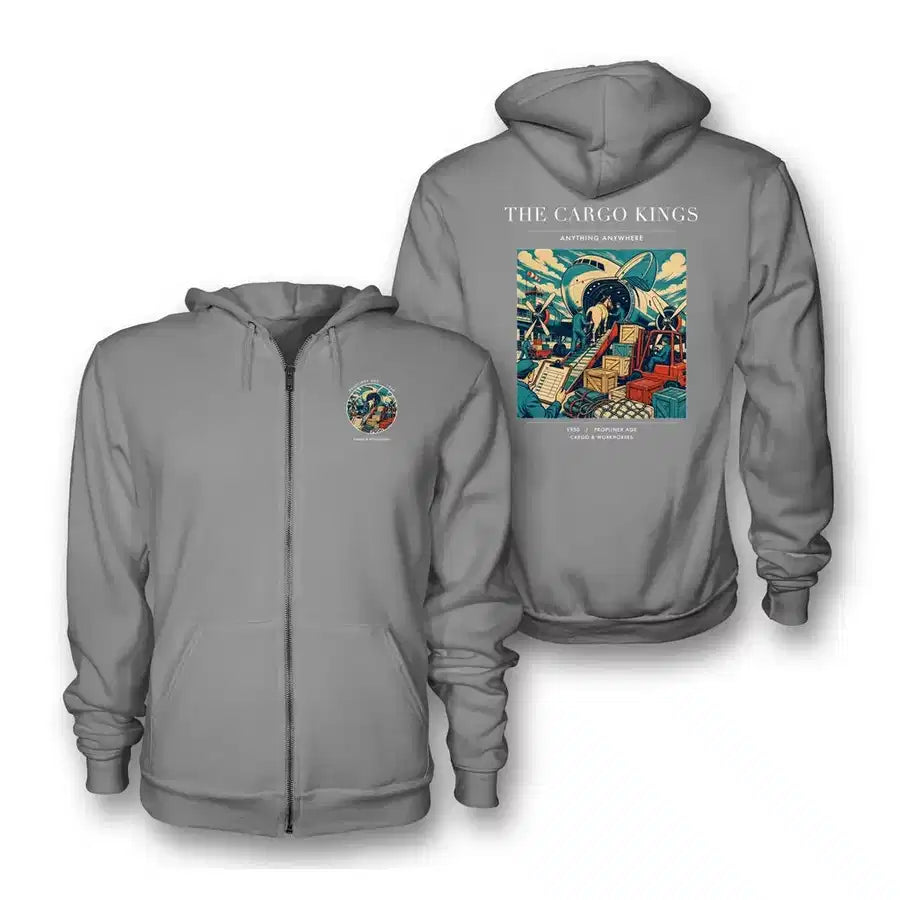 VINTAGE G4085 - The Cargo Kings - Premium Zipped Hoodie design on gray
