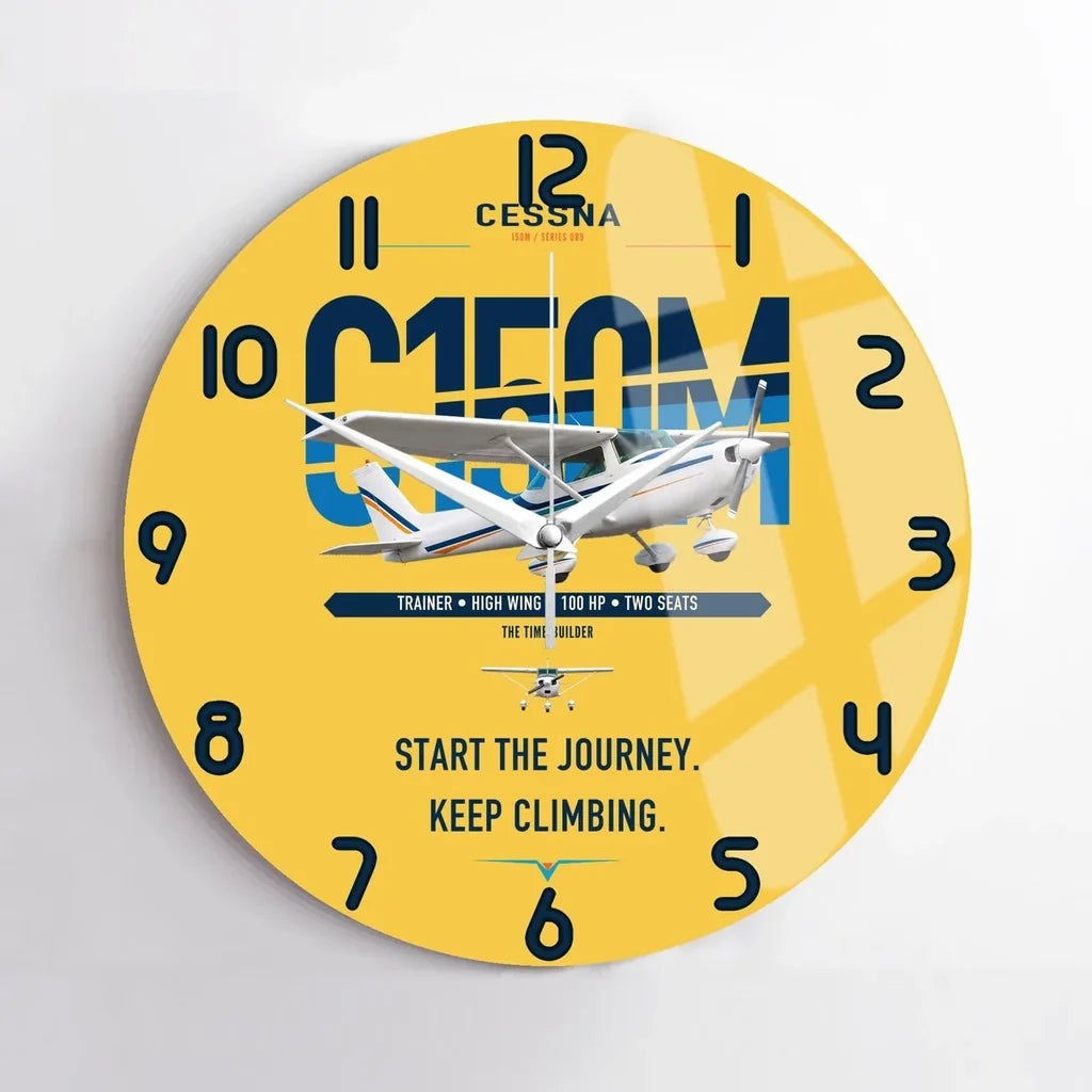 Cessna 150M design on yellow no frame wall clock