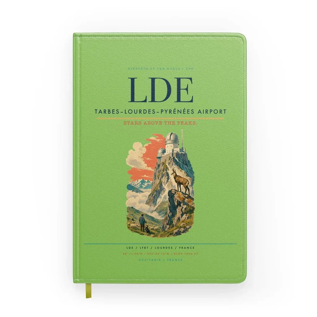 Tarbes–Lourdes–Pyrénées Airport (LDE) design on light green notebook