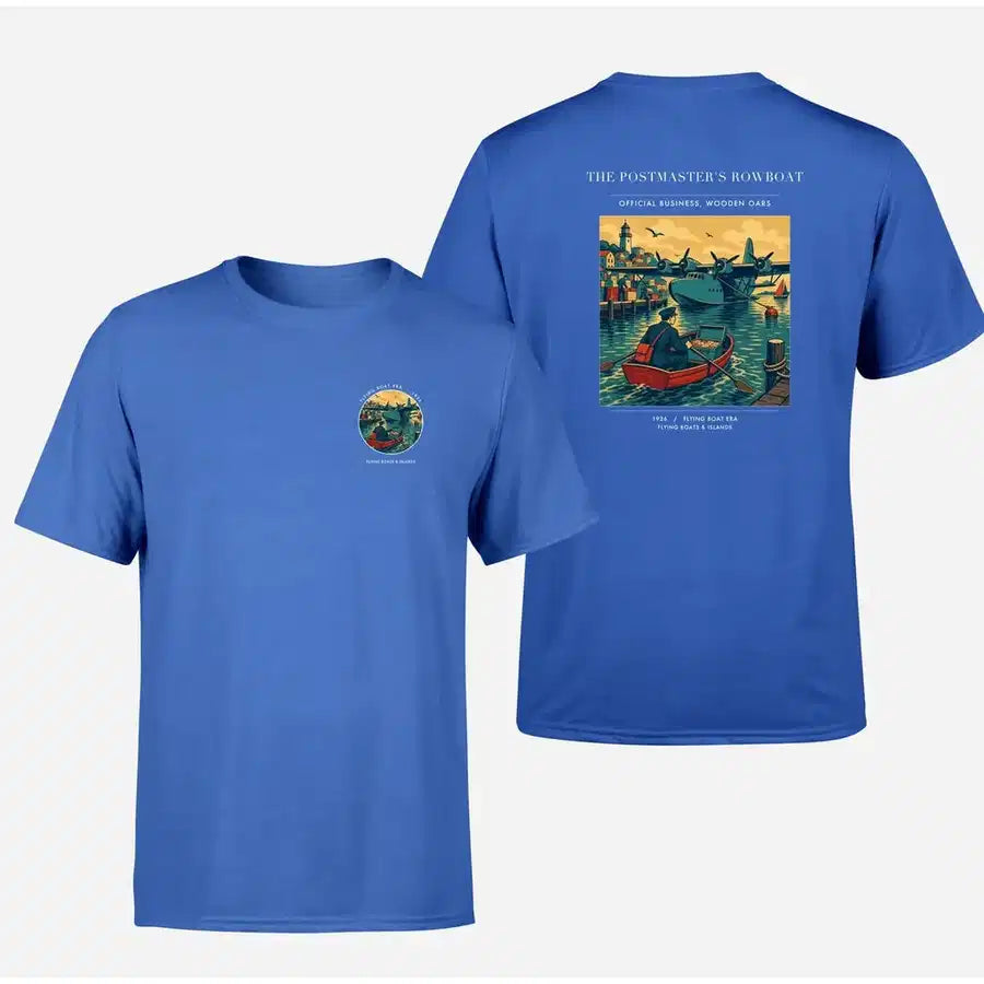 VINTAGE G4278 - The Postmaster's Rowboat - Double-Side T-Shirt design on blue double side t shirt