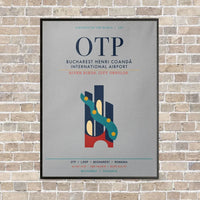 Thumbnail for Bucharest Henri Coandă International Airport OTP vertical canvas print - framed - light gray background
