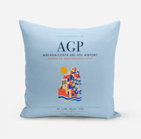 Thumbnail for Malaga-Costa del Sol Airport (AGP) design on light blue pillow