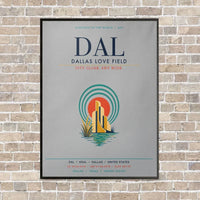 Thumbnail for Dallas Love Field DAL vertical canvas print - framed - light gray background
