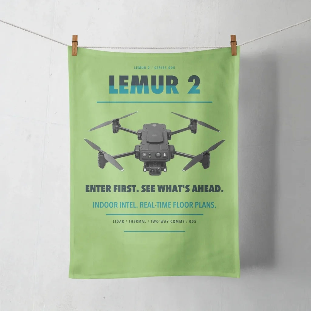 BRINC LEMUR 2 design on light green towel