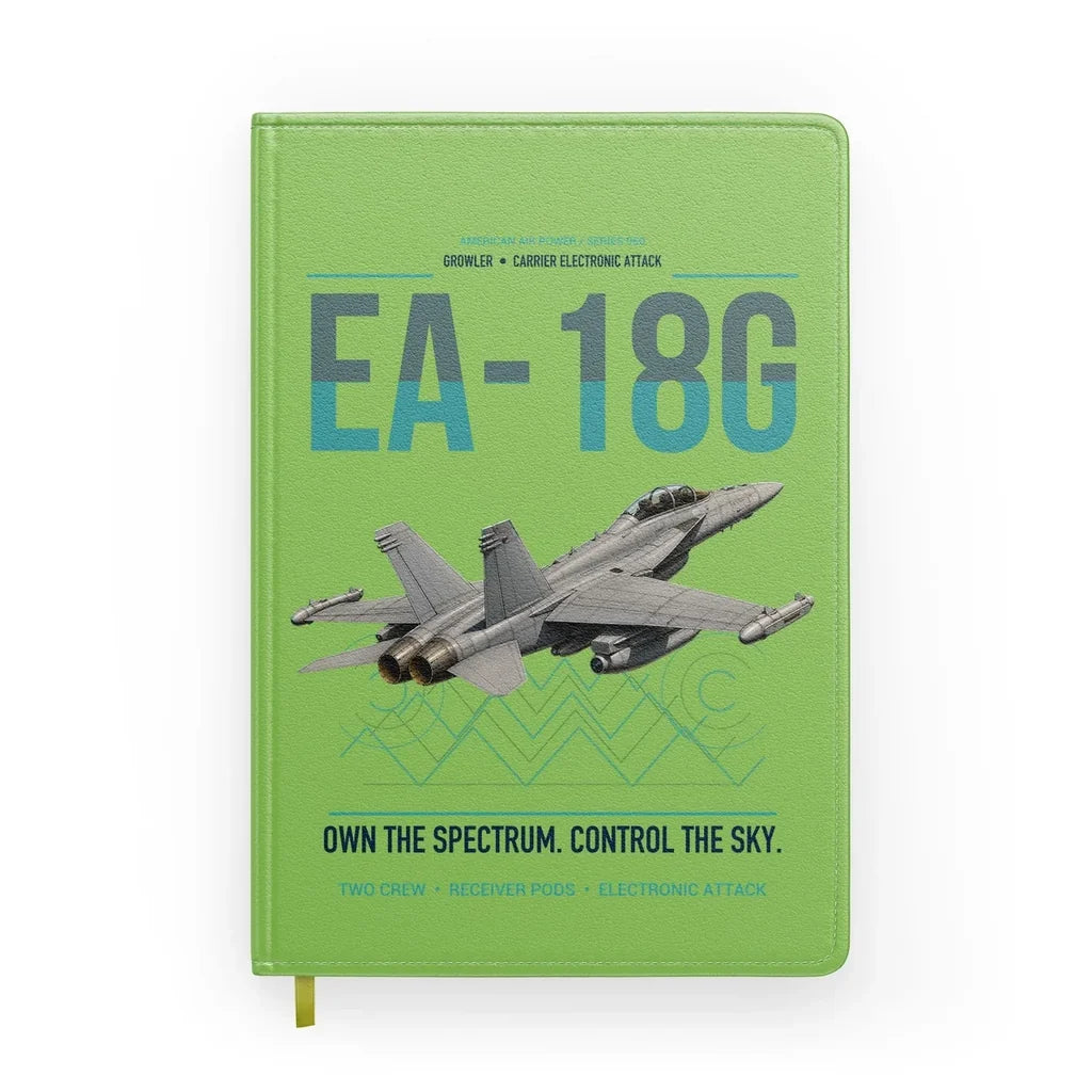 EA-18G Growler design on light green notebook