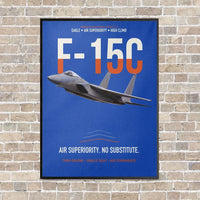 Thumbnail for F-15C Eagle Air Superiority No Substitute vertical canvas print - framed - blue background
