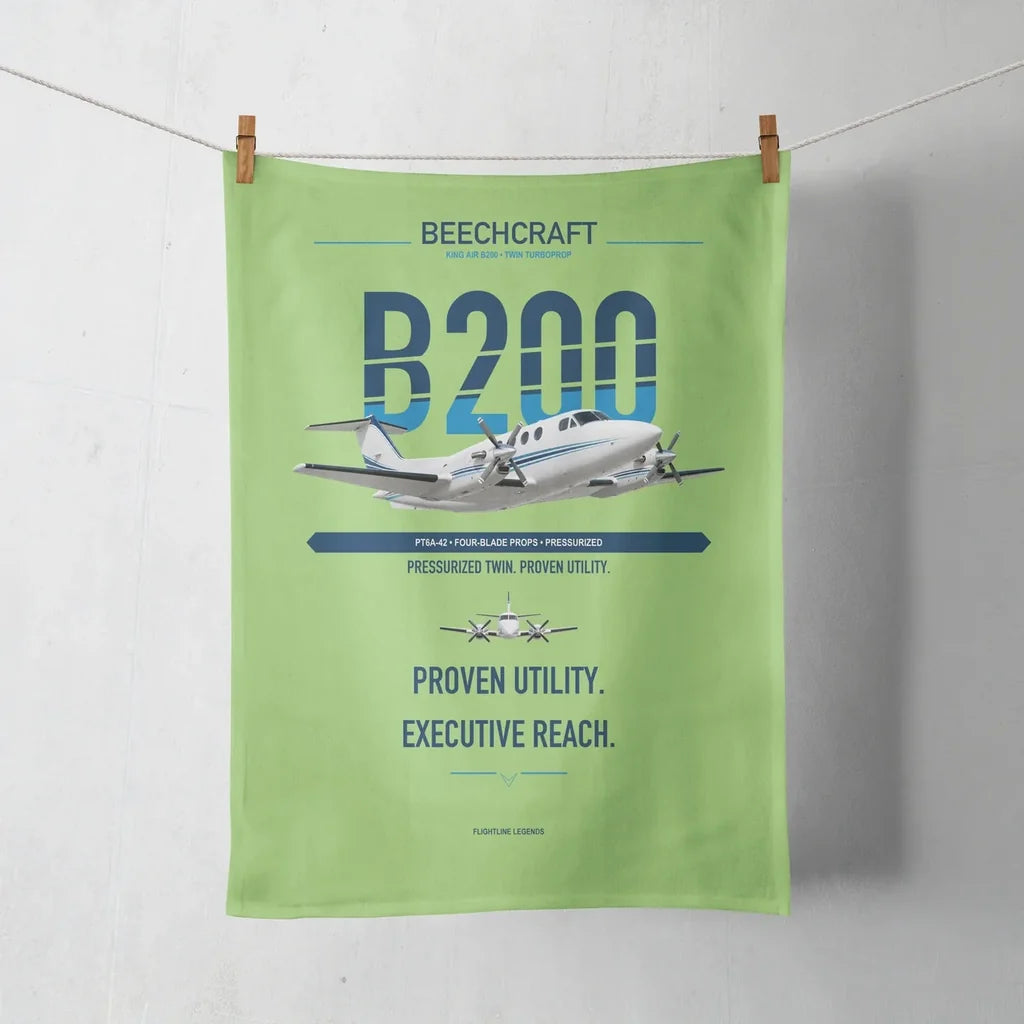 Beechcraft King Air B200 design on light green towel