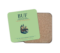 Thumbnail for Buffalo Niagara International Airport (BUF) design on light green 1 piece coaster