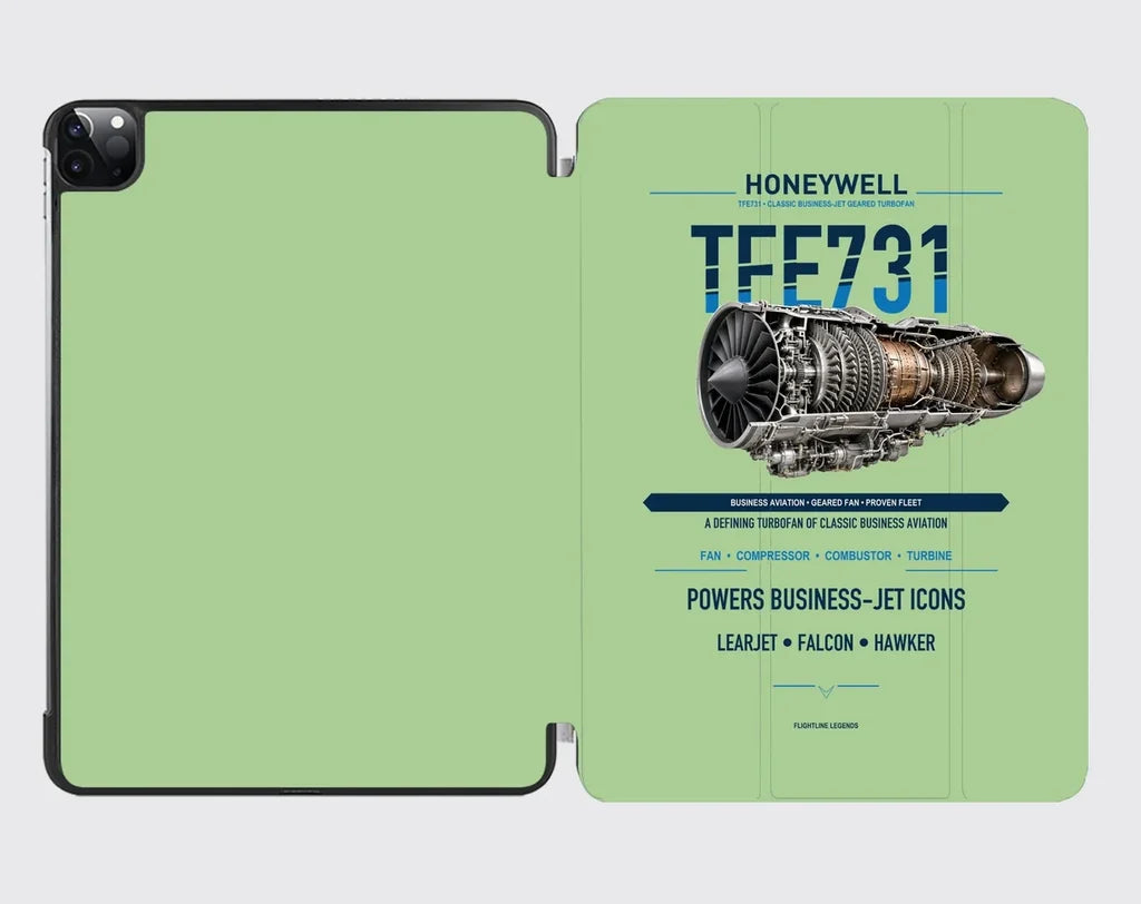 TFE731 design on light green ipad tablet case