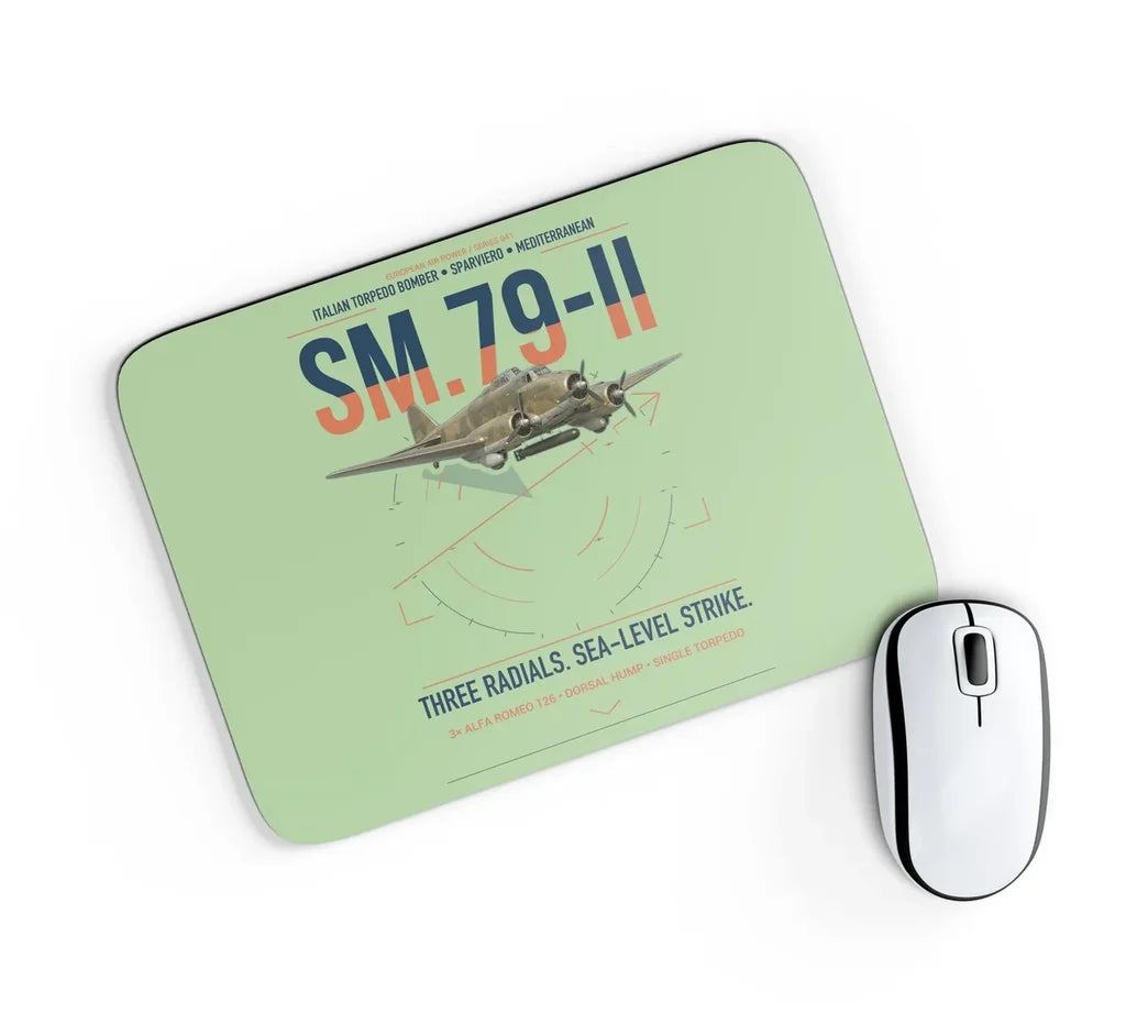 Savoia-Marchetti SM.79-II Sparviero design on light green rectangle mouse pad