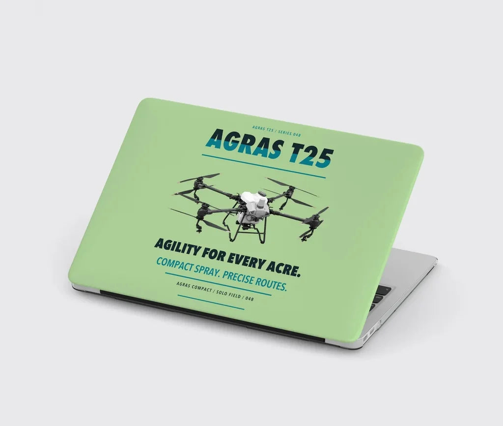 DJI Agras T25 design on light green MacBook case