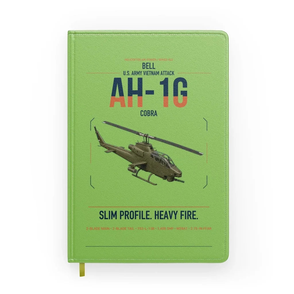 Bell AH-1G Cobra design on light green notebook