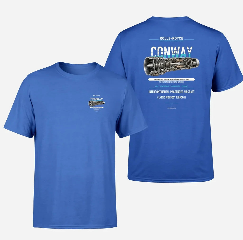 CONWAY design on blue t shirt