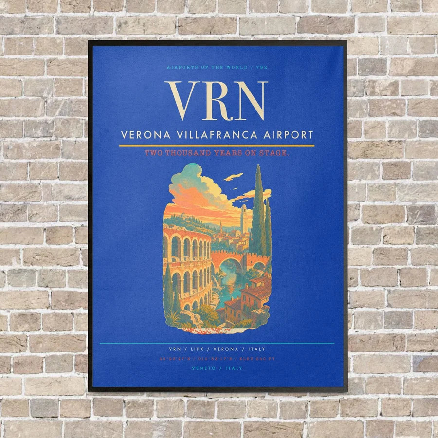 Verona Villafranca Airport VRN vertical canvas print - framed - blue background