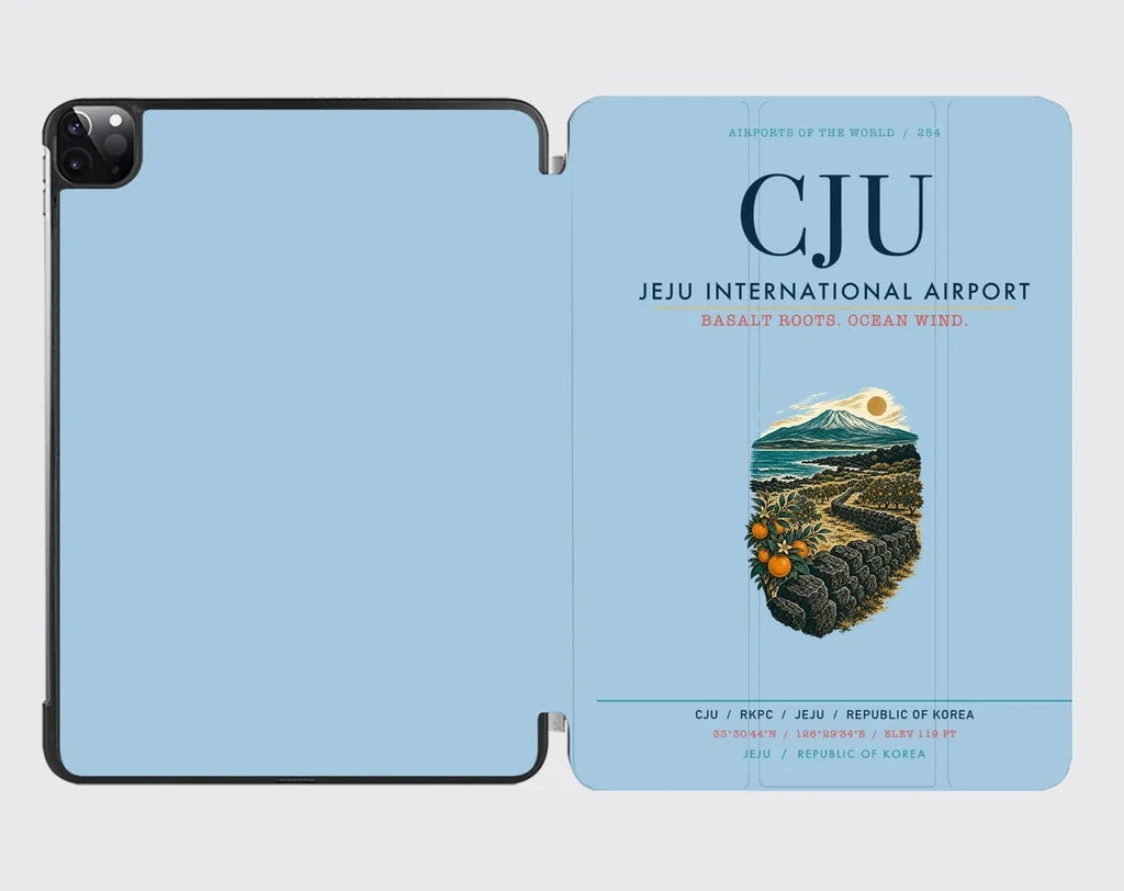 Jeju International Airport (CJU) design on light blue ipad tablet case