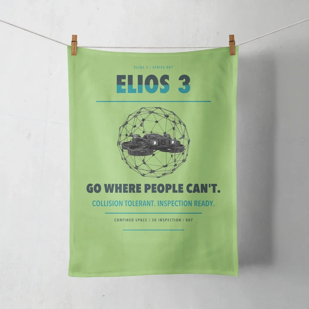 Flyability Elios 3 design on light green towel