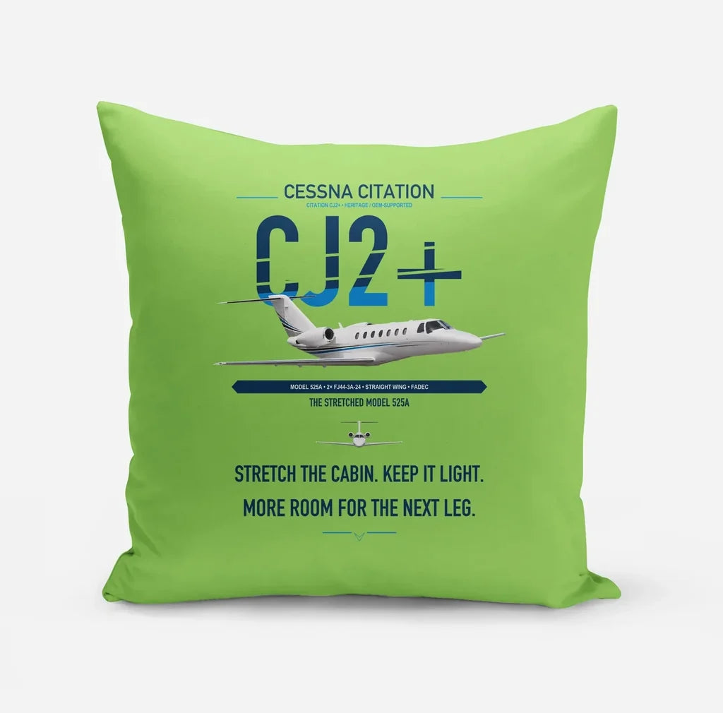 Cessna Citation CJ2+ design on light green pillow