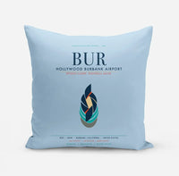 Thumbnail for Hollywood Burbank Airport (BUR) design on light blue pillow