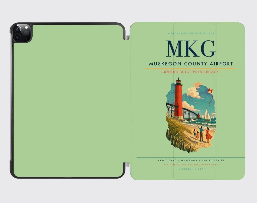 Muskegon County Airport (MKG) design on light green ipad tablet case
