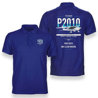 Thumbnail for Tecnam P2010 design on blue double-side polo t-shirt, double-side print