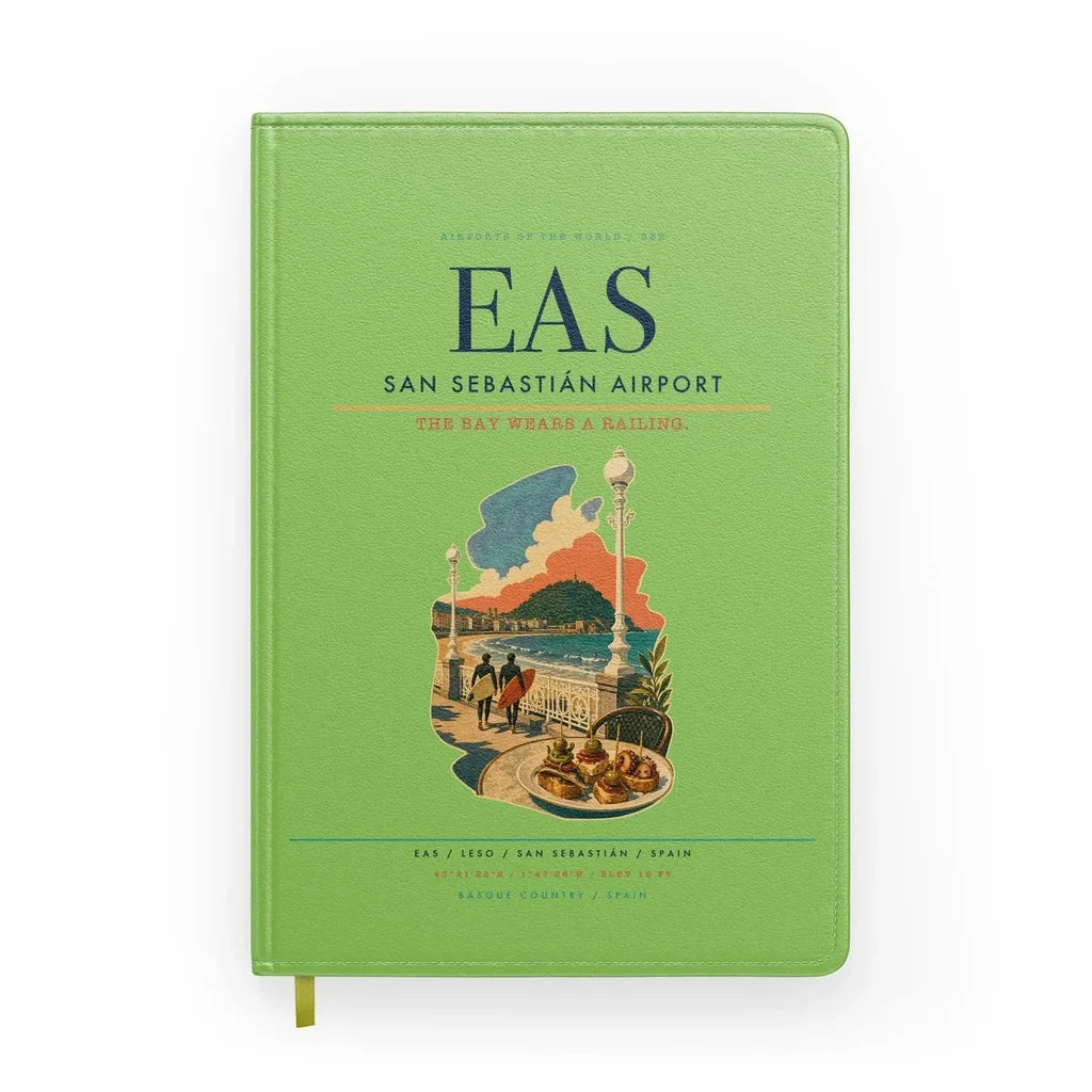 San Sebastián Airport (EAS) design on light green notebook