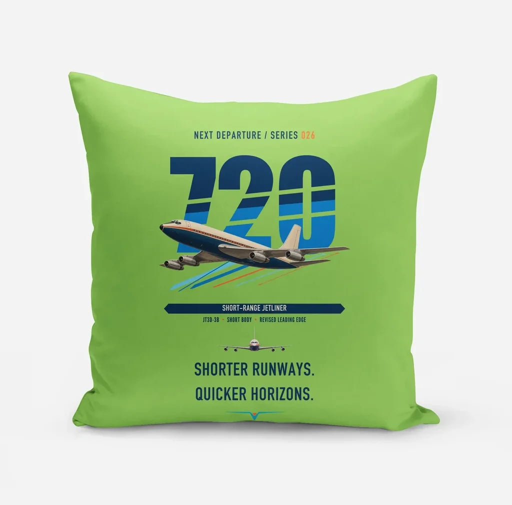 Boeing 720B design on light green pillow