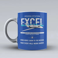 Thumbnail for Cessna Citation Excel design on blue ceramic mug, double-side print