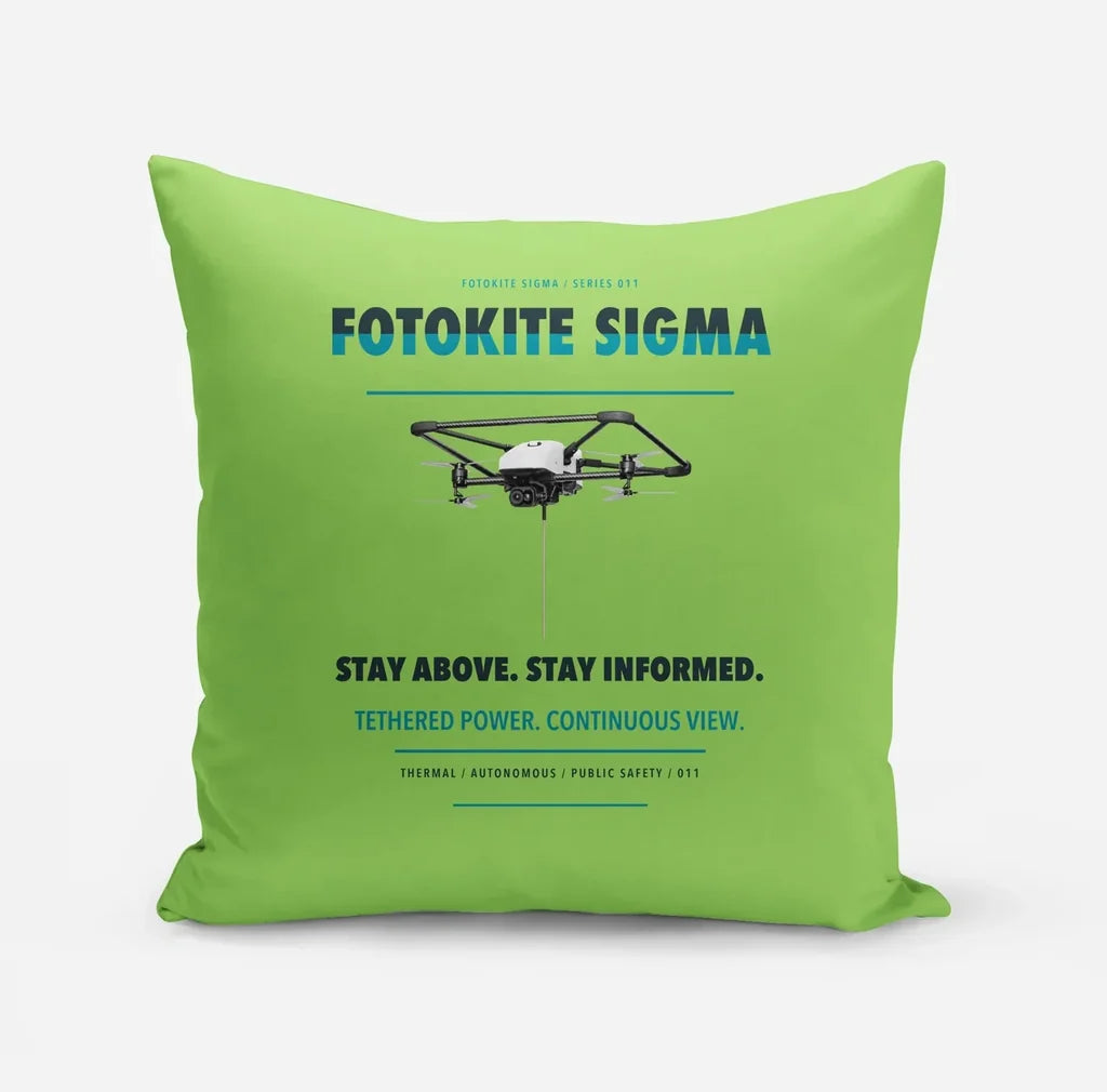 Fotokite Sigma design on light green pillow
