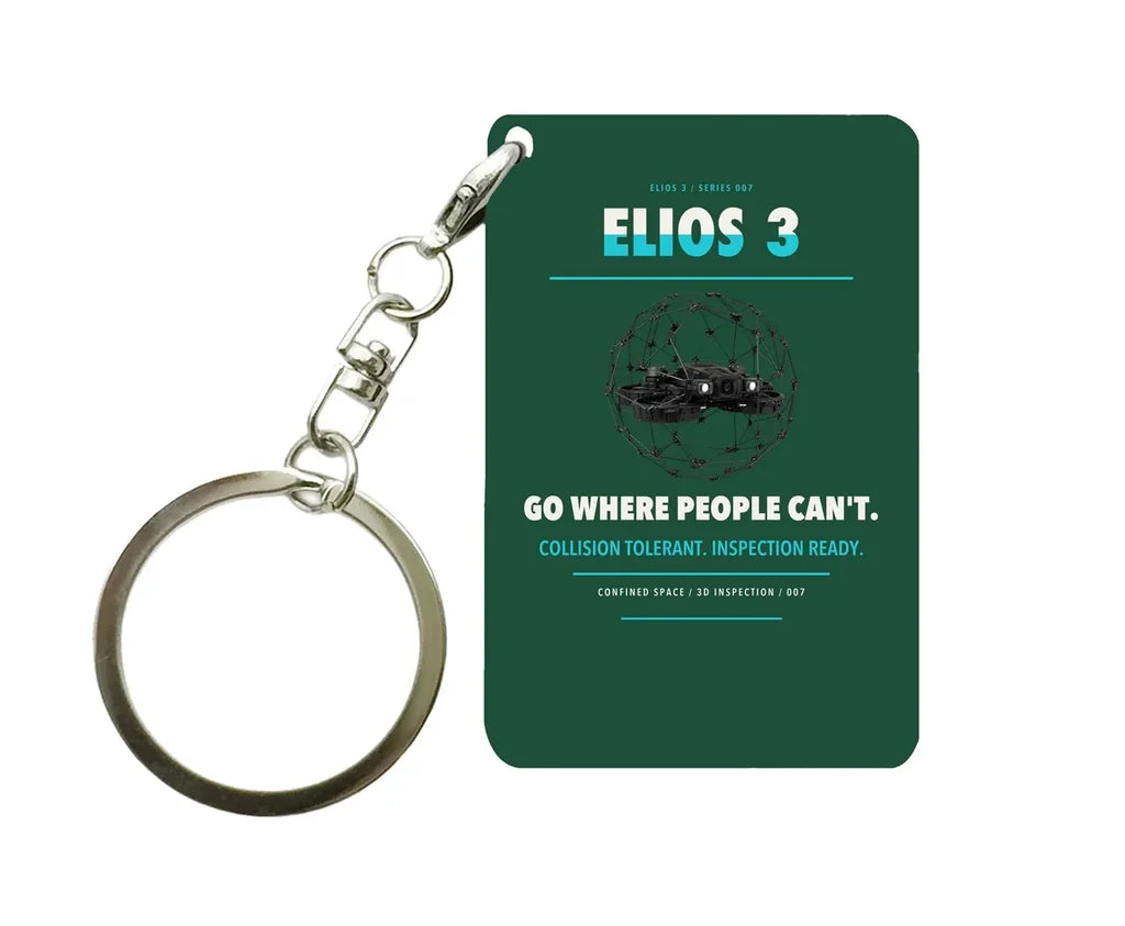 Flyability Elios 3 Key Chain design on dark green key chain