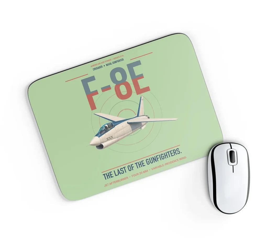 F-8E Crusader design on light green rectangle mouse pad
