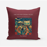 Thumbnail for VINTAGE G4442 - The Island Cinema Night - Designed Pillows design on darkred