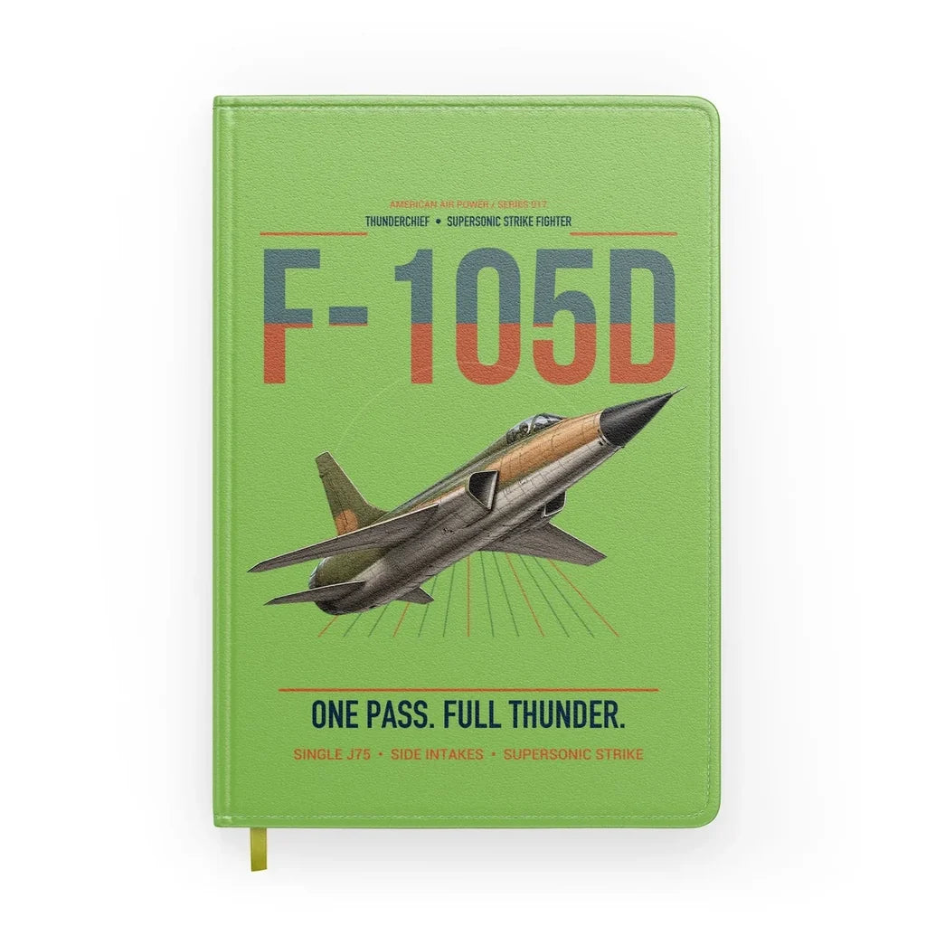 F-105D Thunderchief design on light green notebook