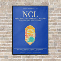 Thumbnail for Newcastle International Airport NCL vertical canvas print - framed - blue background