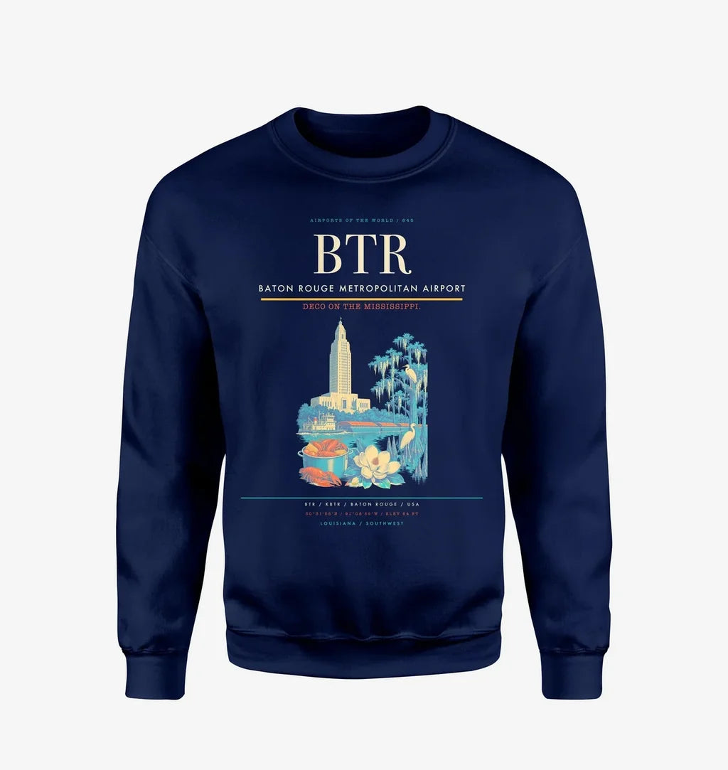 Baton Rouge Metropolitan Airport BTR Sweatshirt - Navy Blue