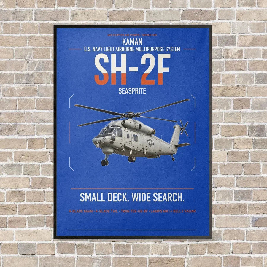 Kaman SH-2F Seasprite vertical canvas print - framed - blue background