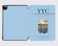 Thumbnail for YYC Calgary International Airport (YYC) design on light blue ipad tablet case