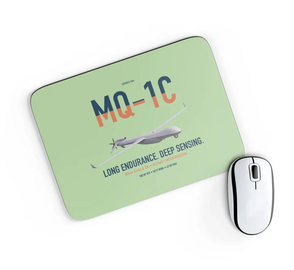 MQ-1C Gray Eagle ER design on light green rectangle mouse pad