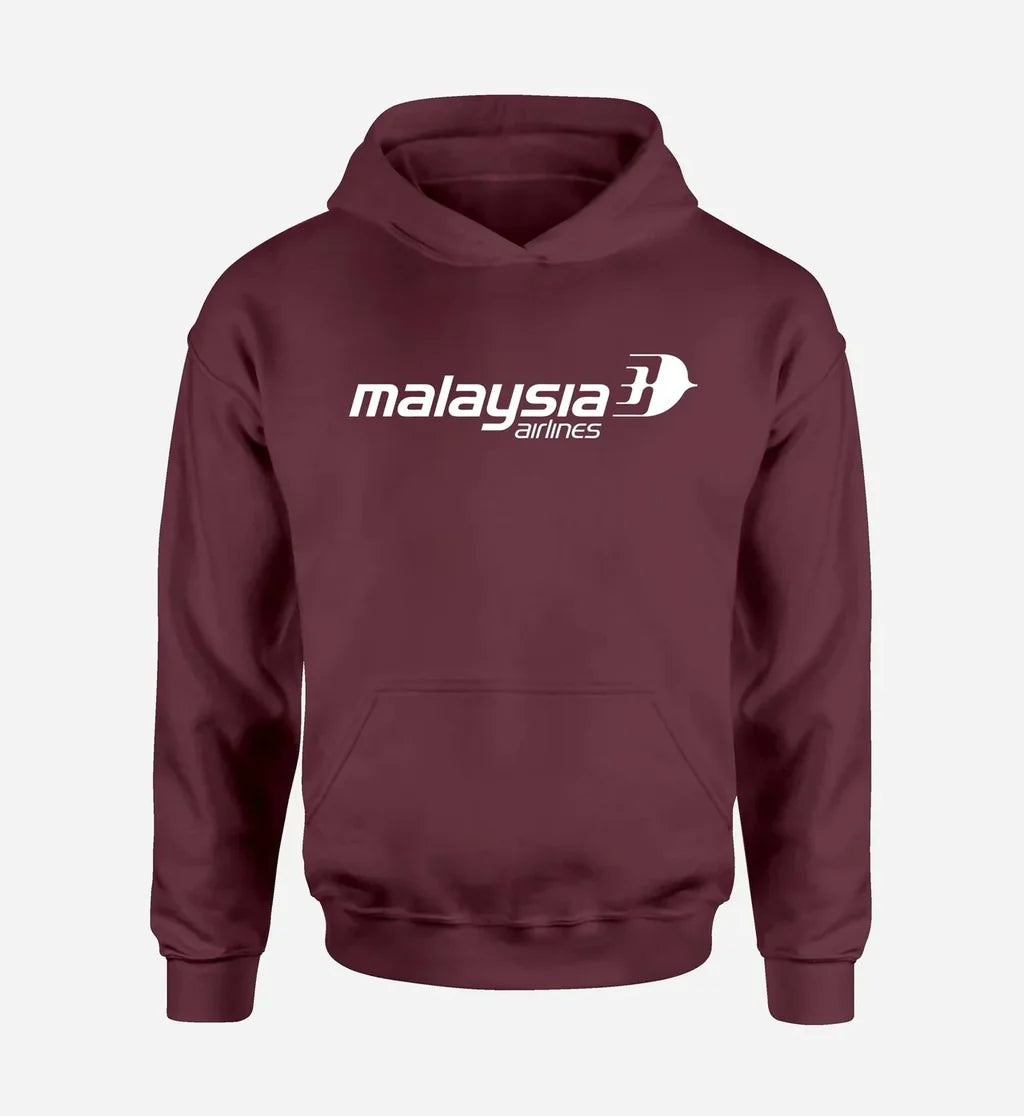 Malaysia Airlines logo printed on dark red hoodie