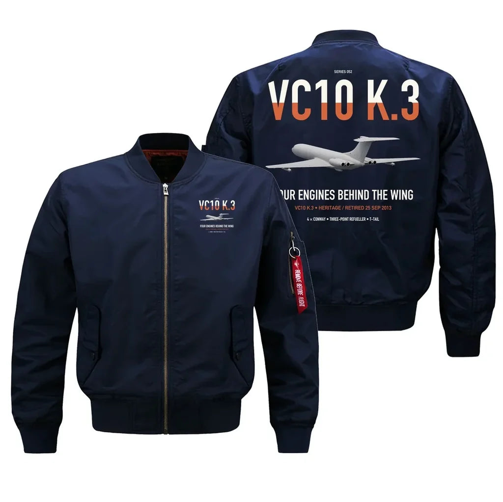 Vickers VC10 K.3 design on blue bomber jacket, double-side print