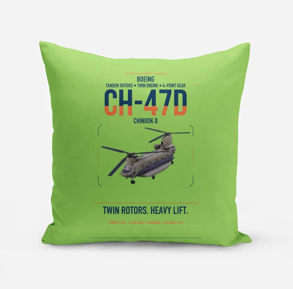 Boeing CH-47D design on light green pillow