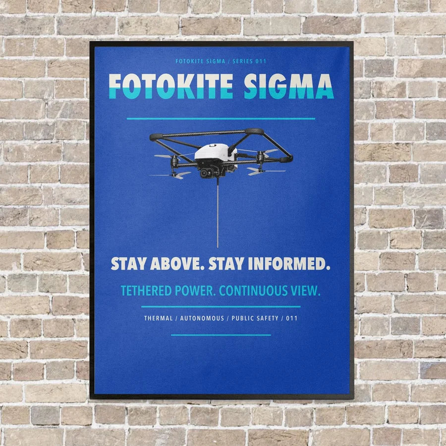 Fotokite Sigma vertical canvas print - framed - blue background