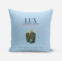 Thumbnail for Luxembourg Airport (LUX) design on light blue pillow
