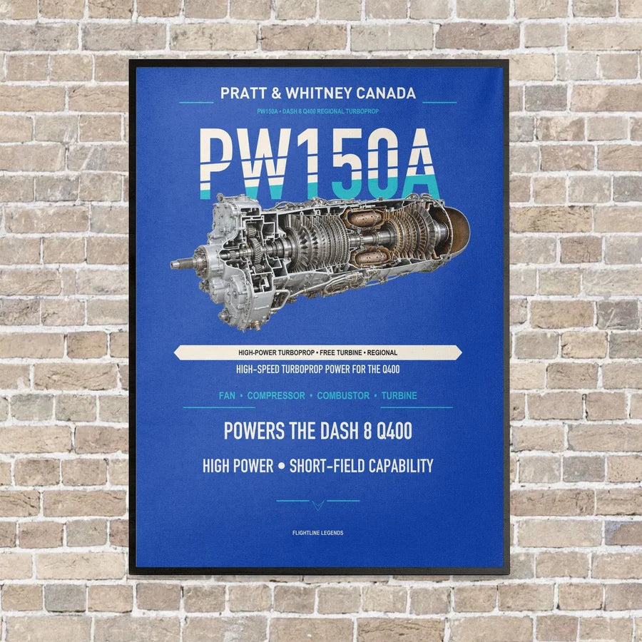 PW150A vertical canvas print - framed - blue background