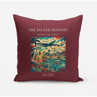 Thumbnail for VINTAGE G4118 - The Island Jetport - Designed Pillows design on darkred