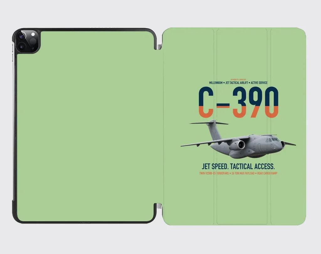 C-390 Millennium design on light green ipad tablet case