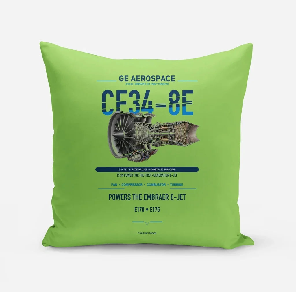 CF34-8E design on light green pillow