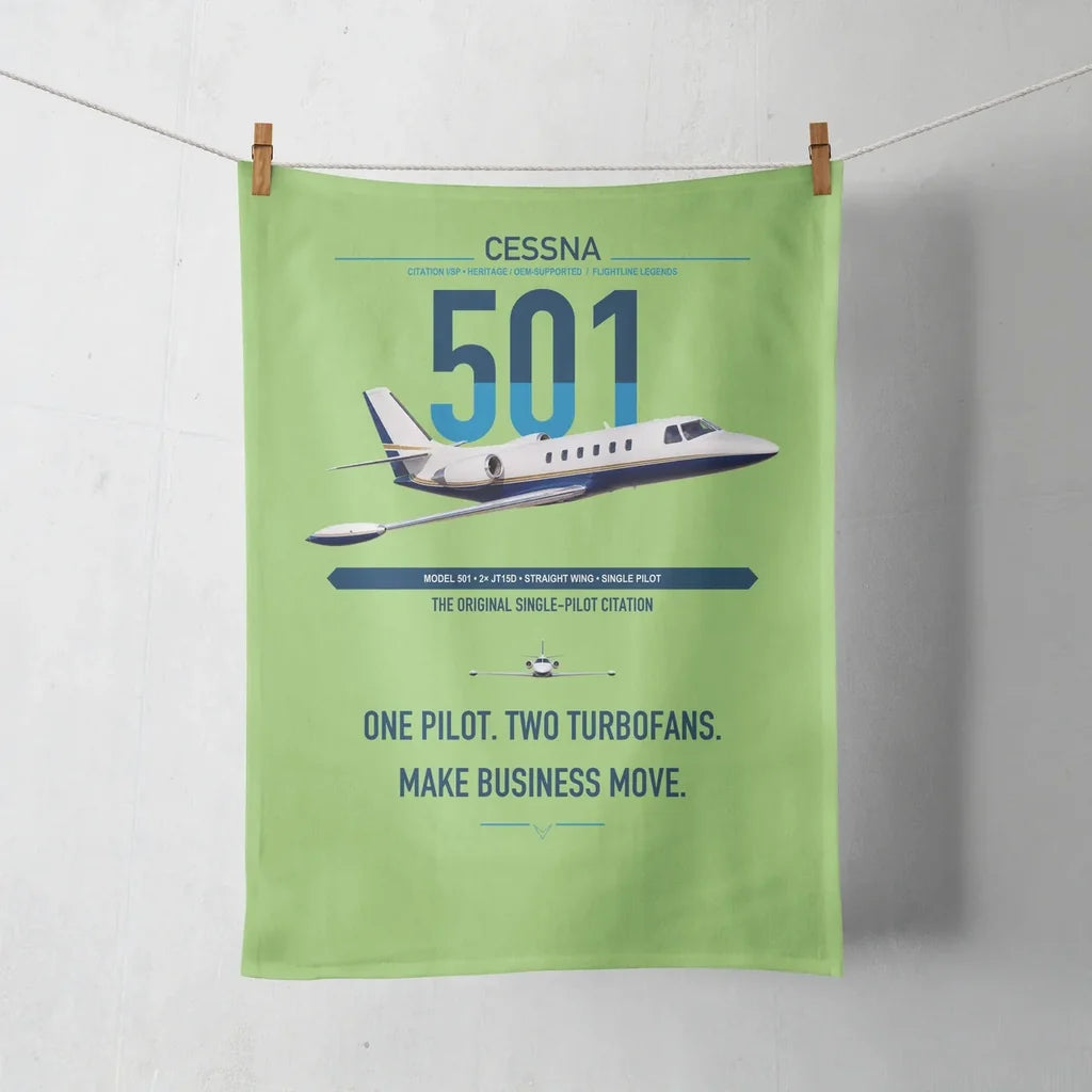 Cessna 501 Citation I SP design on light green towel