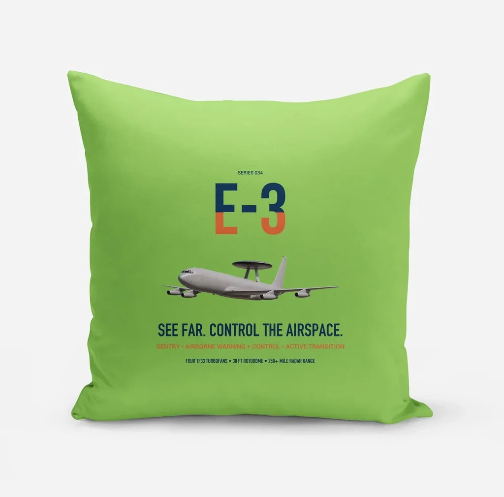 E-3 Sentry AWACS design on light green pillow
