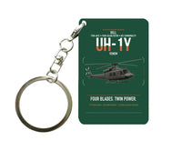 Thumbnail for Bell UH-1Y Venom design on dark green designed key chain, double-side print